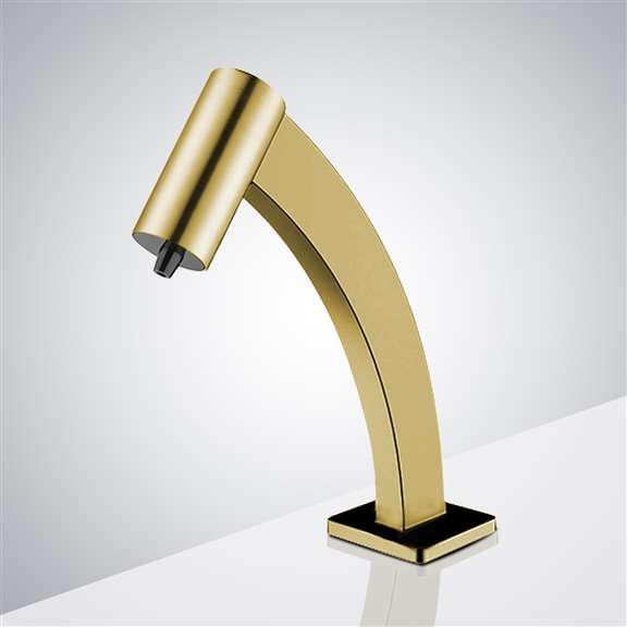 Fontana Brushed Gold Automatic Touchless Soap Dispenser - Deck Mounted Commercial